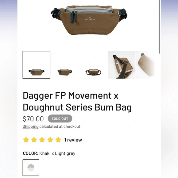 Dagger FP Movement x Doughnut Series Bum Bag, Khaki & Gray - Brand New w/o Tags! - Picture 7 of 10